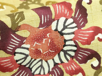 平和屋本店●極上 江戸紅型 九寸名古屋帯 紬地 花唐草 逸品 DZAA6058kh5