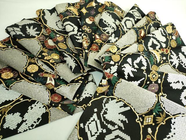 平和屋本店■極上　六通柄袋帯　駒刺繍　総刺繍　雪輪宝尽くし　黒地　金糸　逸品　DZAA6065kh5