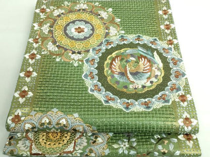 平和屋本店■極上　中国三大刺繍　スワトウ相良刺繍　総刺繍　六通柄袋帯　正倉院鳳凰花文　金糸　逸品　未使用　DZAA6068kh5