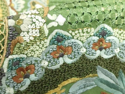 平和屋本店■極上　中国三大刺繍　スワトウ相良刺繍　総刺繍　六通柄袋帯　正倉院鳳凰花文　金糸　逸品　未使用　DZAA6068kh5