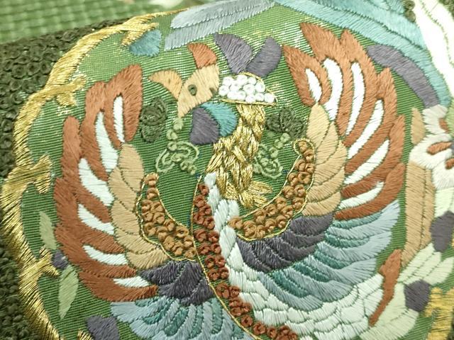 平和屋本店■極上　中国三大刺繍　スワトウ相良刺繍　総刺繍　六通柄袋帯　正倉院鳳凰花文　金糸　逸品　未使用　DZAA6068kh5