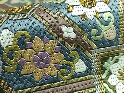 平和屋本店■極上　全通柄袋帯　総刺繍　絽刺し　蜀江花文　金糸　逸品　未使用　DZAA6073kh5