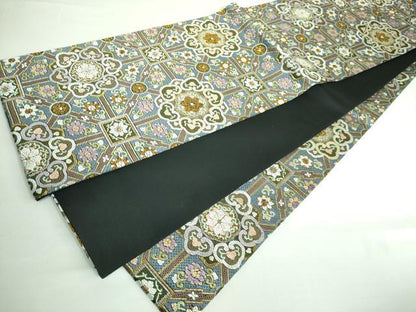平和屋本店■極上　全通柄袋帯　総刺繍　絽刺し　蜀江花文　金糸　逸品　未使用　DZAA6073kh5