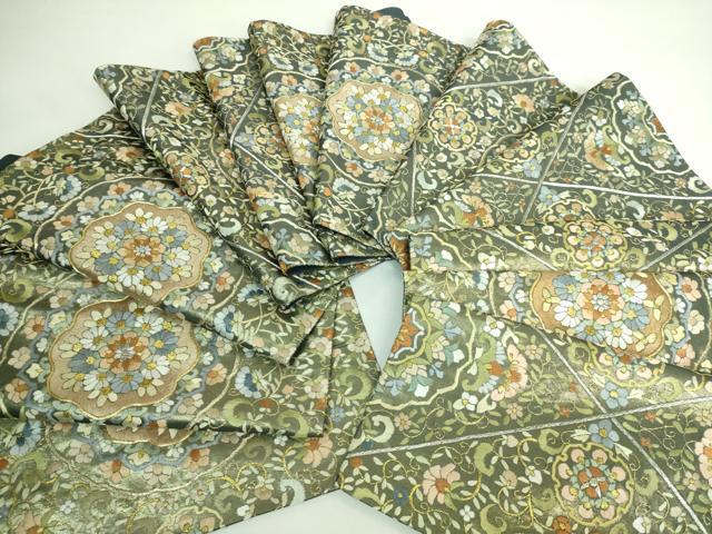 平和屋本店■極上　六通柄袋帯　総刺繍　正倉院花文　金銀糸　逸品　DZAA6074kh5