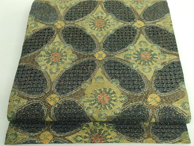 平和屋本店■極上　中国三大刺繍　スワトウ刺繍　汕頭刺繍　全通柄袋帯　七宝花文　金糸　逸品　未使用　DZAA6075kh5