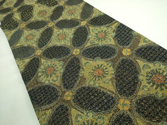 平和屋本店■極上　中国三大刺繍　スワトウ刺繍　汕頭刺繍　全通柄袋帯　七宝花文　金糸　逸品　未使用　DZAA6075kh5