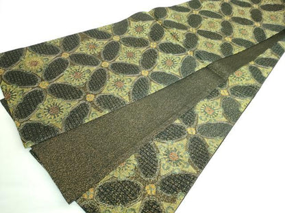 平和屋本店■極上　中国三大刺繍　スワトウ刺繍　汕頭刺繍　全通柄袋帯　七宝花文　金糸　逸品　未使用　DZAA6075kh5