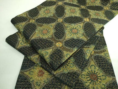 平和屋本店■極上　中国三大刺繍　スワトウ刺繍　汕頭刺繍　全通柄袋帯　七宝花文　金糸　逸品　未使用　DZAA6075kh5