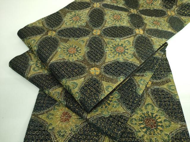 平和屋本店■極上　中国三大刺繍　スワトウ刺繍　汕頭刺繍　全通柄袋帯　七宝花文　金糸　逸品　未使用　DZAA6075kh5
