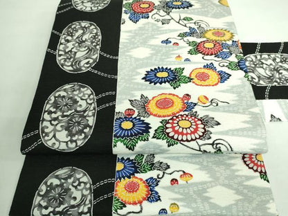 平和屋本店●極上 九寸名古屋帯 紅型染 菊 証紙付き 逸品 DZAA6080kh5