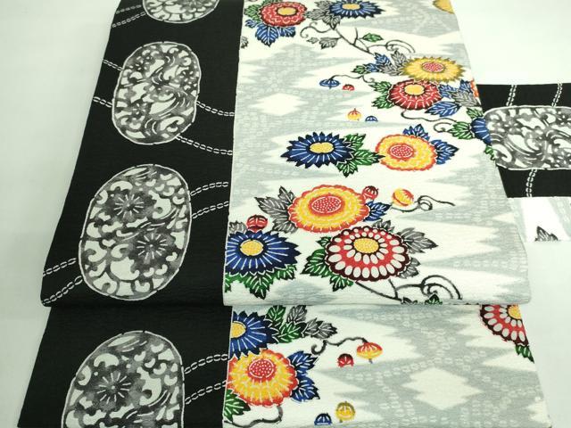 平和屋本店●極上 九寸名古屋帯 紅型染 菊 証紙付き 逸品 DZAA6080kh5