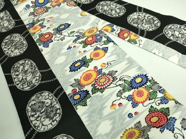 平和屋本店●極上 九寸名古屋帯 紅型染 菊 証紙付き 逸品 DZAA6080kh5