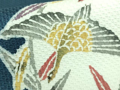 平和屋本店■極上　人間国宝　芹沢圭介一番弟子　下平清人　九寸名古屋帯　型絵染　飛鳥　錆鉄御納戸色地　逸品　DZAA6093kh5