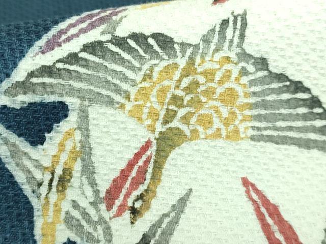 平和屋本店■極上　人間国宝　芹沢圭介一番弟子　下平清人　九寸名古屋帯　型絵染　飛鳥　錆鉄御納戸色地　逸品　DZAA6093kh5