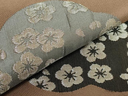 平和屋本店●極上 洛風林 工芸帯地 九寸名古屋帯 梅 黒茶色地 銀糸 逸品 DZAA6099kh5