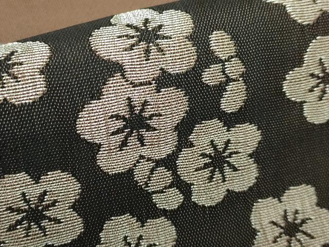 平和屋本店●極上 洛風林 工芸帯地 九寸名古屋帯 梅 黒茶色地 銀糸 逸品 DZAA6099kh5