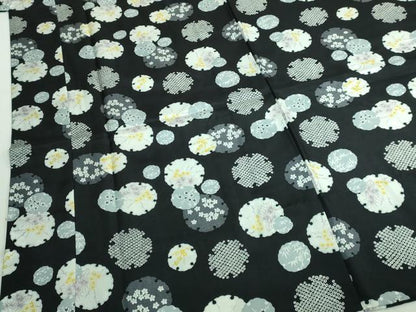 平和屋本店■上質な長襦袢　無双仕立て　雪輪花文　黒地　逸品　未使用　DZAA6108kh5