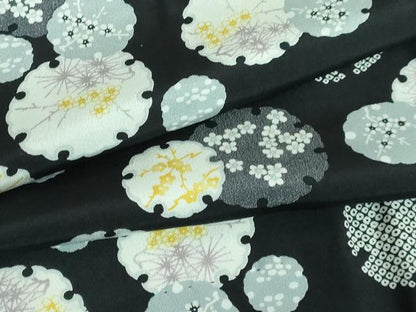 平和屋本店■上質な長襦袢　無双仕立て　雪輪花文　黒地　逸品　未使用　DZAA6108kh5