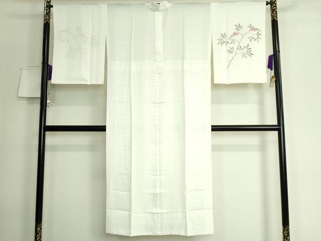 平和屋本店●上質な長襦袢 無双仕立て 南天枝葉文 反端付き 逸品 DZAA6115kh5