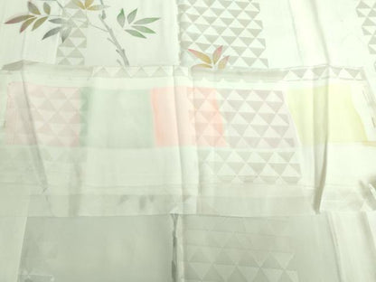 平和屋本店●上質な長襦袢 無双仕立て 南天枝葉文 反端付き 逸品 DZAA6115kh5