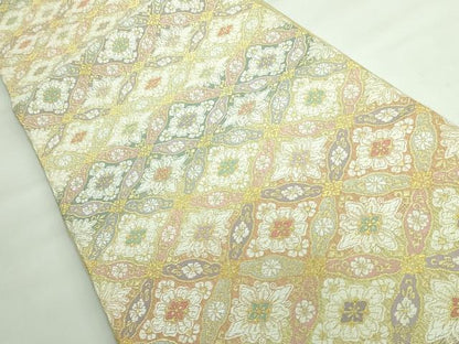 平和屋本店●極上 六通柄袋帯 唐織 七宝花菱文 金糸 やまと誂製 逸品 DZAA6141kh5