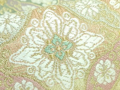 平和屋本店●極上 六通柄袋帯 唐織 七宝花菱文 金糸 やまと誂製 逸品 DZAA6141kh5
