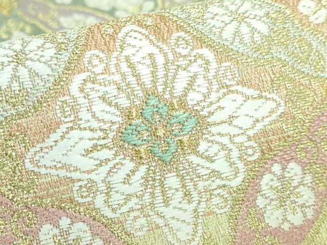 平和屋本店●極上 六通柄袋帯 唐織 七宝花菱文 金糸 やまと誂製 逸品 DZAA6141kh5