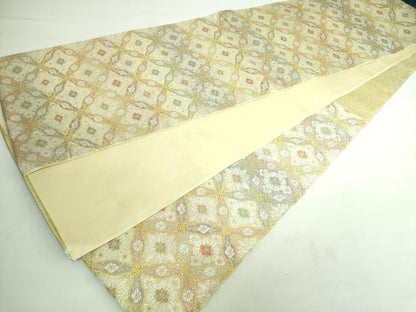 平和屋本店●極上 六通柄袋帯 唐織 七宝花菱文 金糸 やまと誂製 逸品 DZAA6141kh5