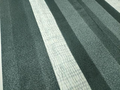 平和屋本店■極上　石川県指定無形文化財　牛首紬　白山工房　手織り　訪問着　杢目しぼり　縞　証紙付き　逸品　DZAA6162kh5
