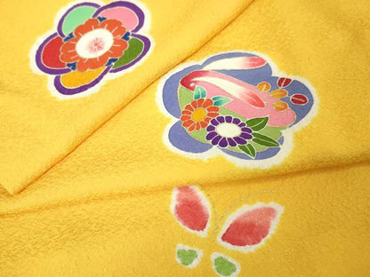 平和屋本店■極上　女の子　十三参り　子供　祝着　兎　舞蝶　ぽっくり　花　金彩　逸品　DZAA6170kh5