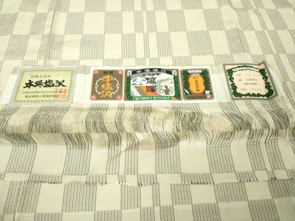 平和屋着物▽極上 本塩沢 単衣 市松文様 証紙付き 逸品 DZAA6174kh6
