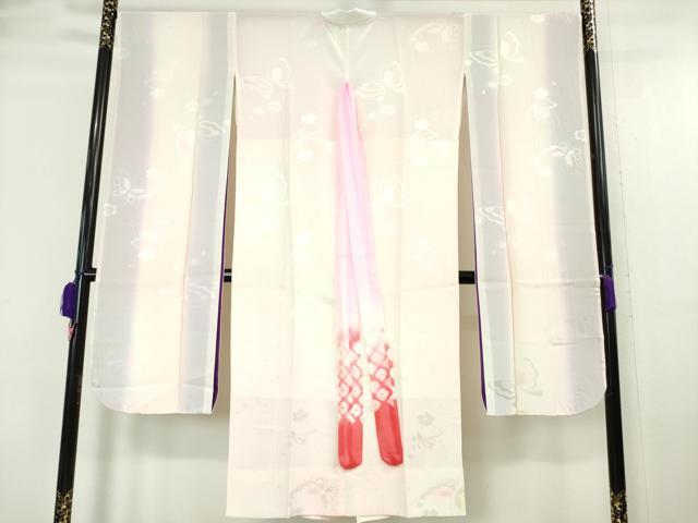 平和屋本店■極上　名門　藤娘きぬたや・総絞り　振袖・長襦袢(無双仕立て)セット　草花文　暈し染め　逸品　DZAA6179kh5