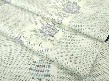 平和屋本店●極上　本場大島紬　白大島　7マルキ　牡丹間道　逸品　DZAA6180kh6