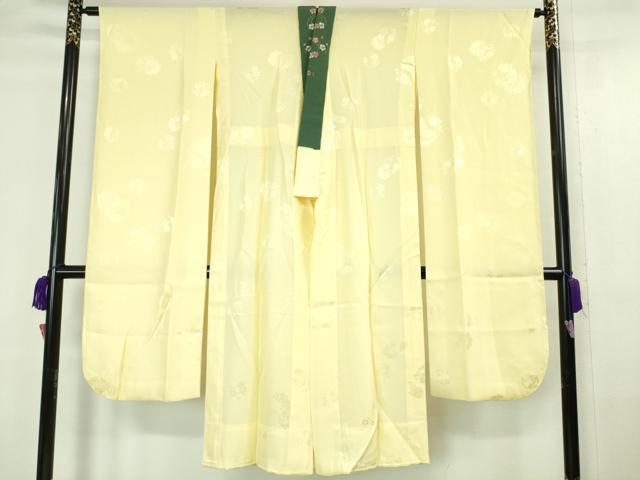 平和屋本店■極上　世界的人形師　辻村寿三郎　ジュサブロー　振袖・長襦袢(無双仕立て・半衿刺繍)　兎　舞花　草色地　逸品　DZAA6183kh5