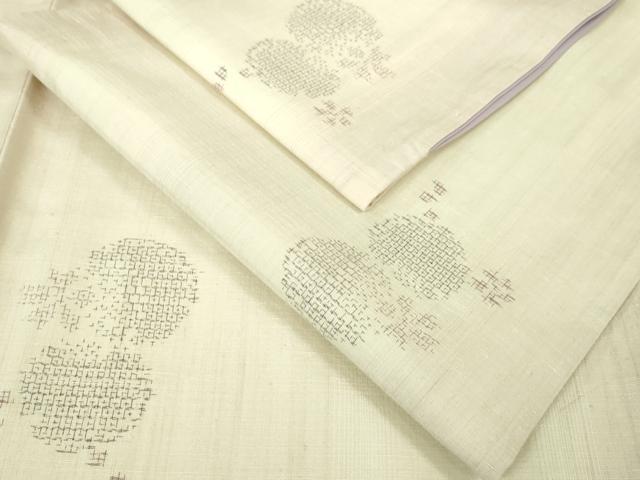平和屋本店■極上　結城紬　奥順謹製　はたおり娘　80亀甲　飛び亀甲柄　雪輪　舞桜　やまと誂製　逸品　DZAA6188kh5