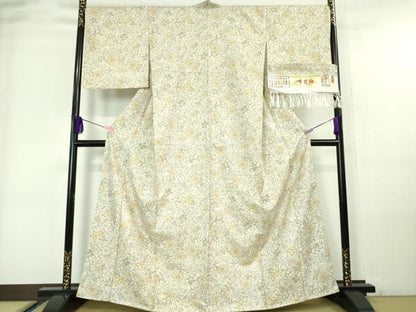 平和屋本店■極上　石川県指定無形文化財　牛首紬　白山工房　手織り　草花文　証紙付き　逸品　未使用　DZAA6189kh5