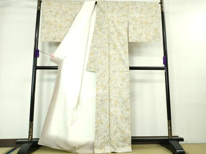 平和屋本店■極上　石川県指定無形文化財　牛首紬　白山工房　手織り　草花文　証紙付き　逸品　未使用　DZAA6189kh5