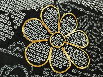 平和屋本店■極上　振袖・長襦袢・袋帯　3点セット　駒刺繍　鬘帯花文　黒地　三越扱い　逸品　DZAA6202kh5