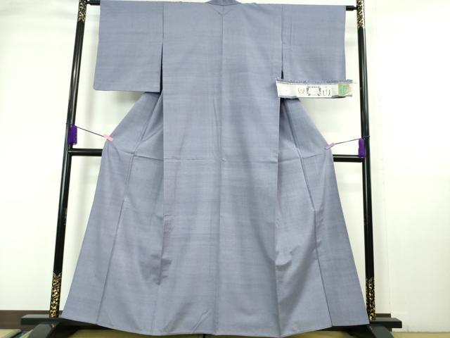 平和屋本店●極上 結城紬 奥順謹製 はたおり娘 色無地 藤納戸色 証紙付き 逸品 DZAA6211kh5