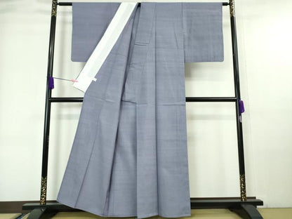 平和屋本店●極上 結城紬 奥順謹製 はたおり娘 色無地 藤納戸色 証紙付き 逸品 DZAA6211kh5