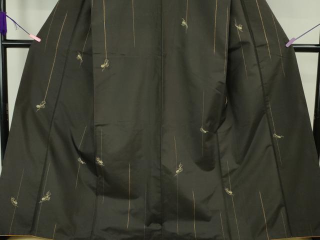 平和屋本店●極上　紬屋吉平　玉糸手織　一徳紬　刺繍　刺し子　瓢箪　証紙付き　逸品　DZAA6218kh6
