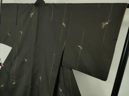 平和屋本店●極上　紬屋吉平　玉糸手織　一徳紬　刺繍　刺し子　瓢箪　証紙付き　逸品　DZAA6218kh6