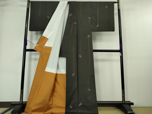 平和屋本店●極上　紬屋吉平　玉糸手織　一徳紬　刺繍　刺し子　瓢箪　証紙付き　逸品　DZAA6218kh6