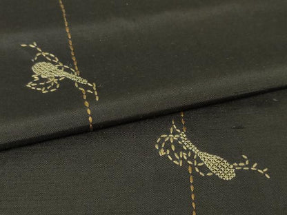 平和屋本店●極上　紬屋吉平　玉糸手織　一徳紬　刺繍　刺し子　瓢箪　証紙付き　逸品　DZAA6218kh6