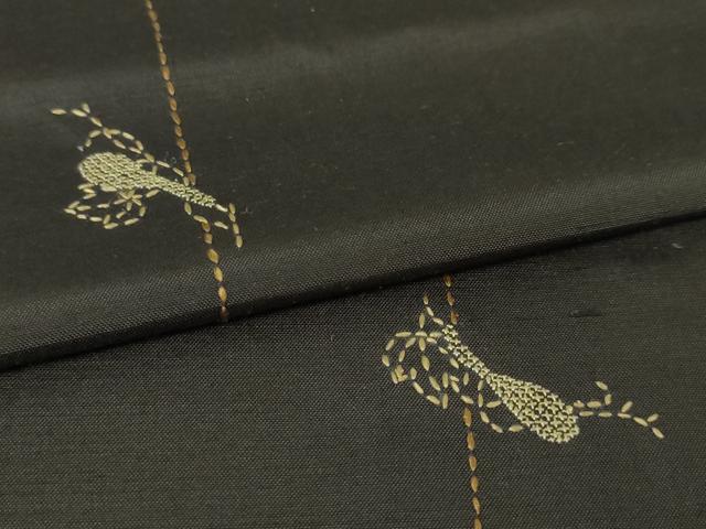 平和屋本店●極上　紬屋吉平　玉糸手織　一徳紬　刺繍　刺し子　瓢箪　証紙付き　逸品　DZAA6218kh6