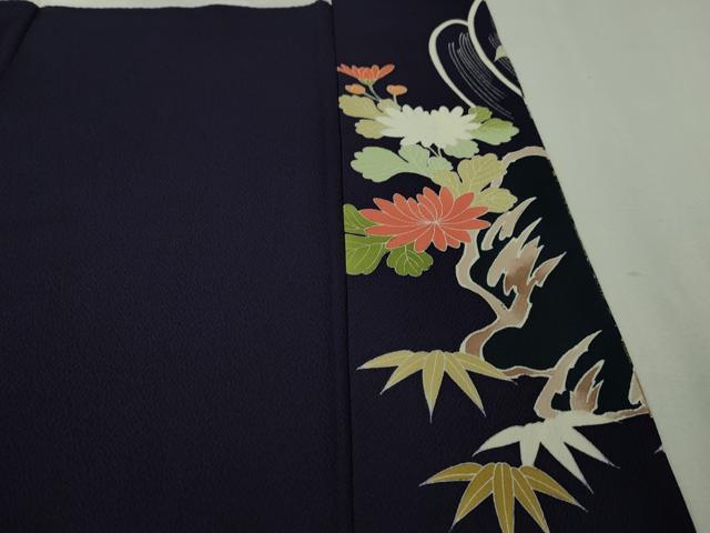 平和屋本店■極上　創業460年・千總　振袖　駒刺繍　立波花松文　鉄紺色地　金彩　松坂屋扱い　逸品　DZAA6222kh5