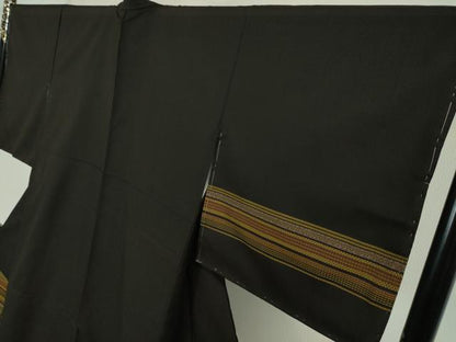 平和屋本店■超希少　本場黄八丈　黒八丈　紬　訪問着　手織　市松綾織　山本末美　証紙付き　逸品　未使用　DZAA6223kh5