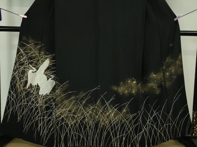 平和屋本店■極上　山口静樹　山口美術織物　黒留袖　御衣　錦繍　白鷺　冊子付き　逸品　DZAA6226kh5