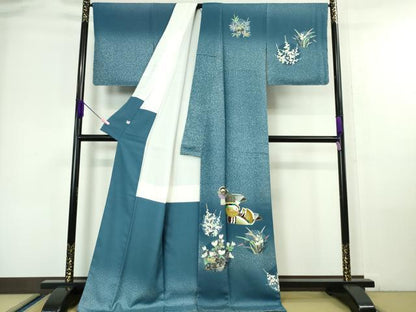 平和屋本店■極上　人間国宝　羽田登喜男　TOKIOetTOKI　訪問着　鴛鴦　花丸文　たたき染め　ロング丈　逸品　未使用　DZAA6227kh5