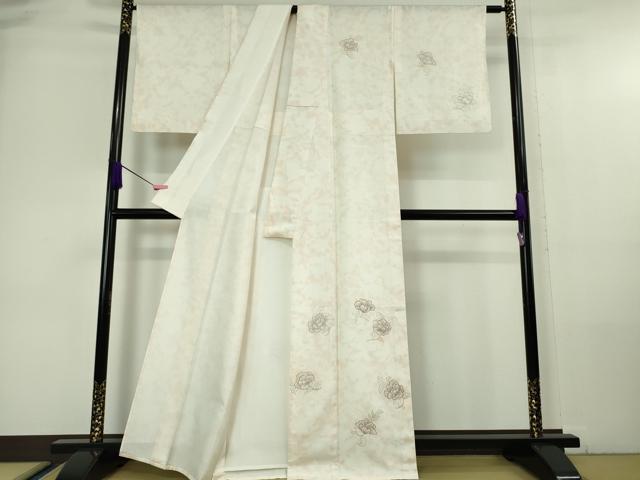 平和屋本店▽極上　京都祇園の老舗　ぎをん齋藤　訪問着　単衣　枝花文　銀彩　反端付き　逸品　DZAA6229kh5